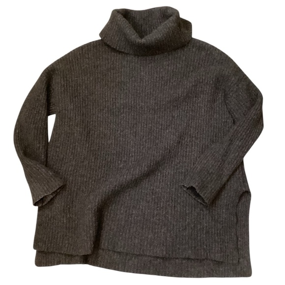 Eileen Fisher Yak & Wool Italian Yarn Cowl Neck Sweater, Medium Charcoal Grey - Picture 12 of 12